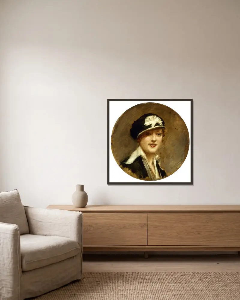 La casquette de Poiret av Léon François Comerre inramad på en vägg