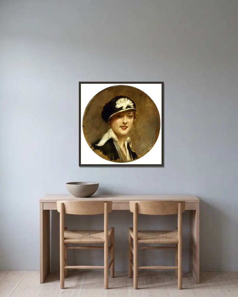 La casquette de Poiret av Léon François Comerre inramad på en vägg