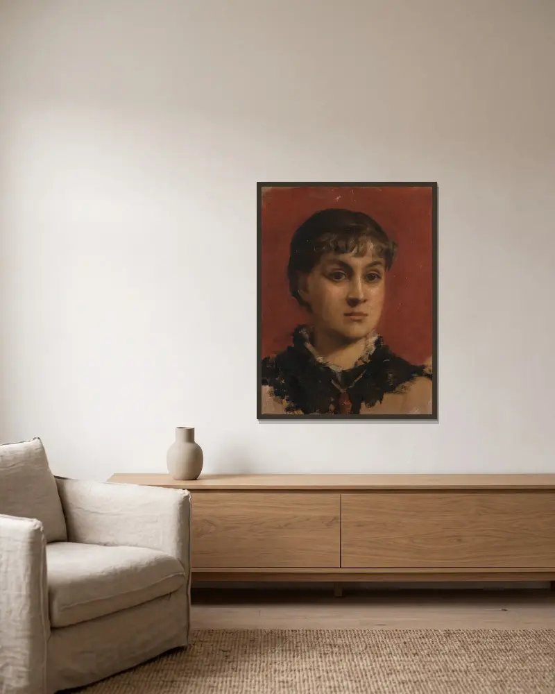 Portrait de Jacqueline Comerre-Paton av Léon François Comerre inramad på en vägg