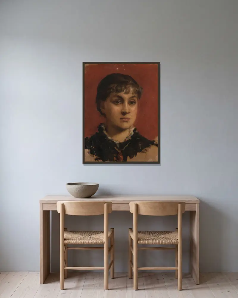 Portrait de Jacqueline Comerre-Paton av Léon François Comerre inramad på en vägg