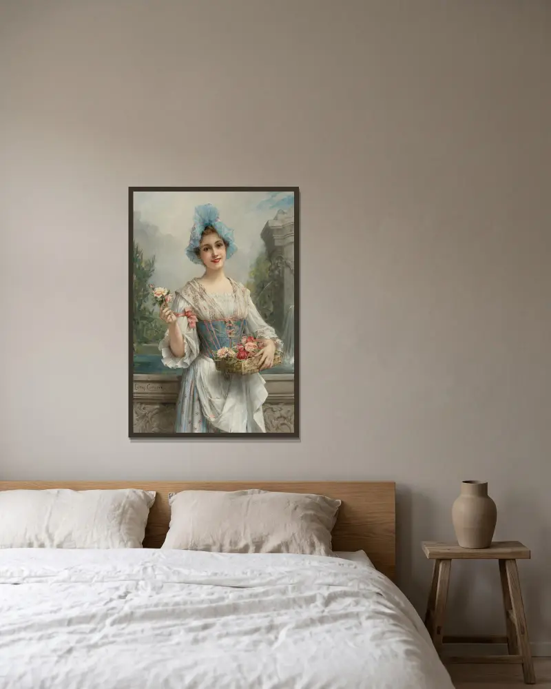 Die Blumenverkäuferin von Léon François Comerre gerahmt an einer Wand