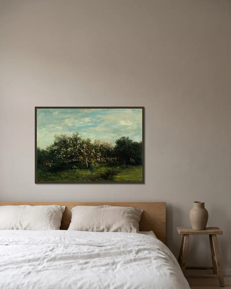 Apfelblüten von Charles François Daubigny gerahmt an einer Wand