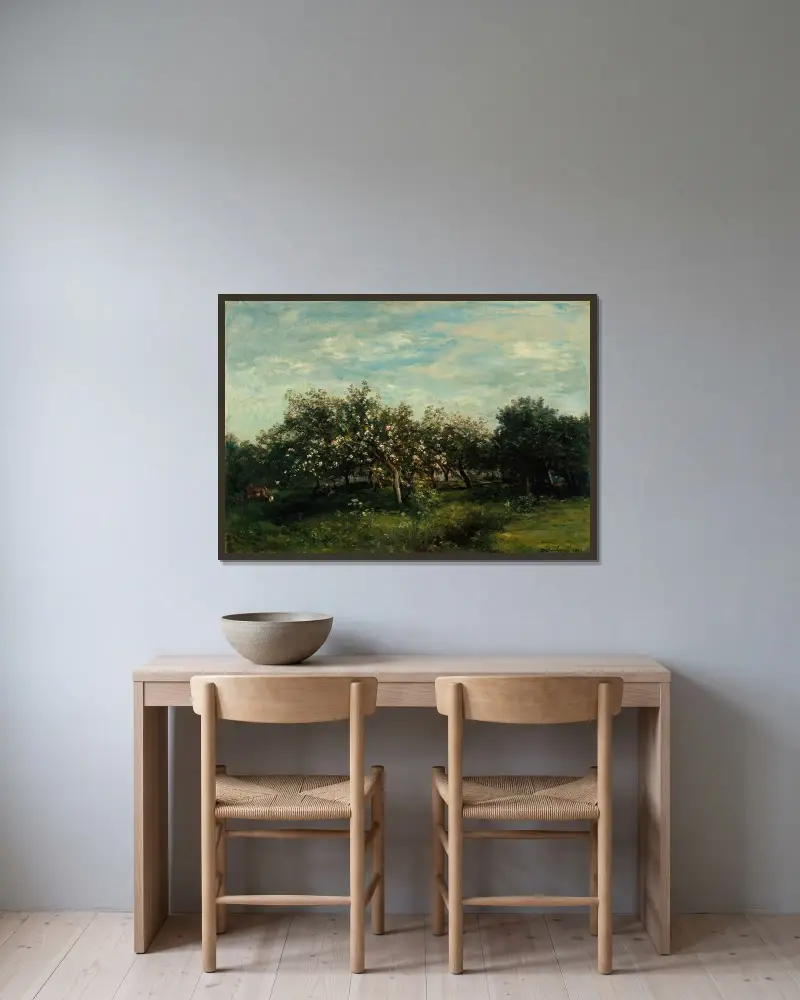 Apfelblüten von Charles François Daubigny gerahmt an einer Wand