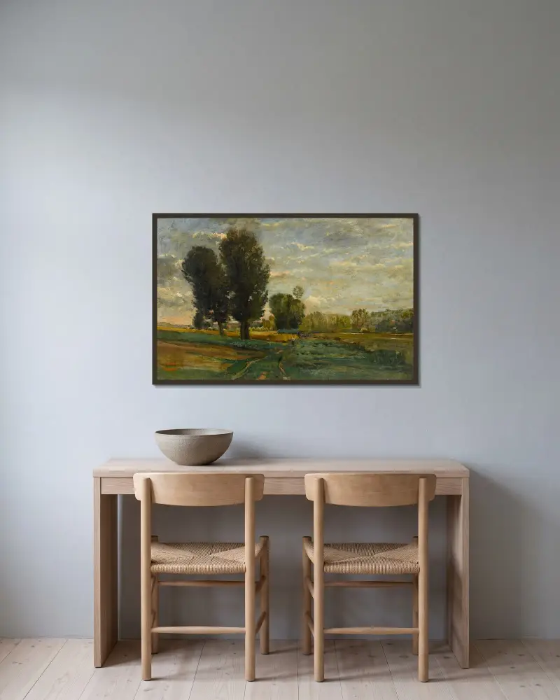 Auvers, le Plumets av Charles François Daubigny inramad på en vägg