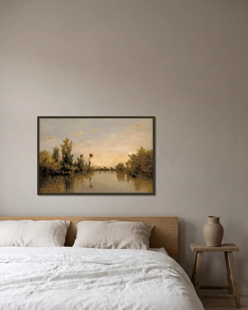 Seinens stränder av Charles François Daubigny inramad på en vägg