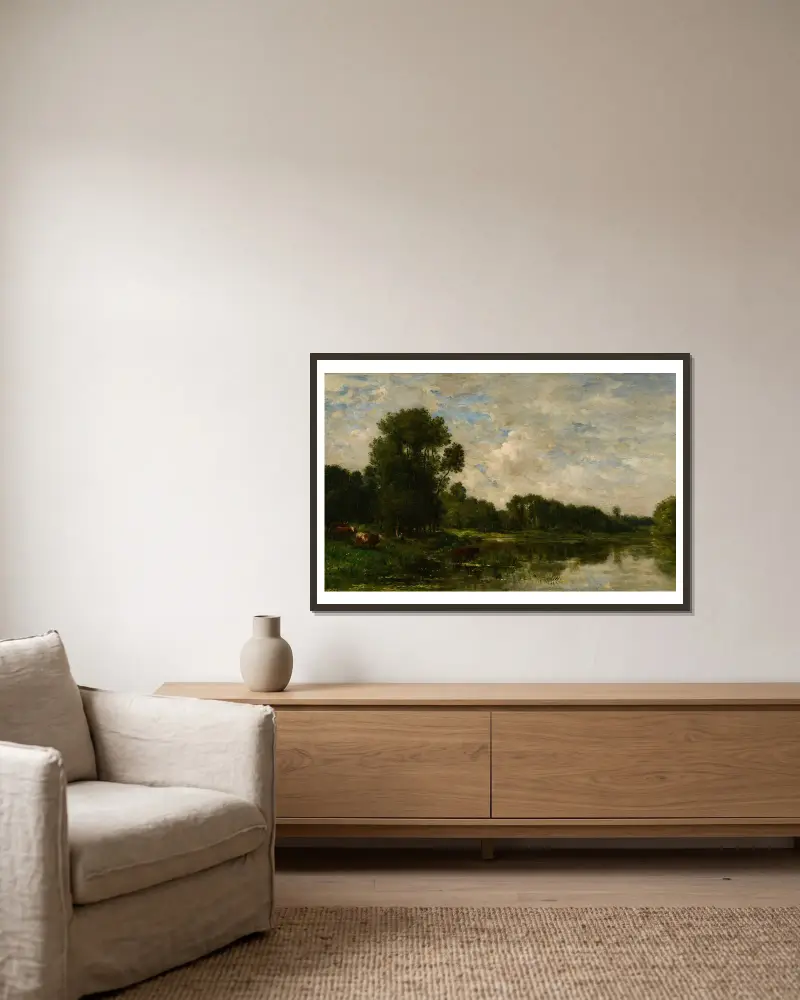 Ufer der Oise, 1860 – Nr. 2 von Charles François Daubigny gerahmt an einer Wand