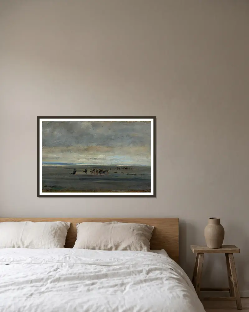 Muschelsammler von Charles François Daubigny gerahmt an einer Wand