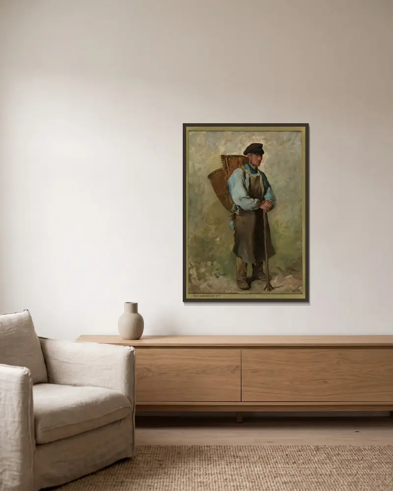 Vinskördaren av Charles François Daubigny inramad på en vägg