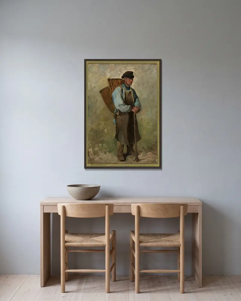 Vinskördaren av Charles François Daubigny inramad på en vägg
