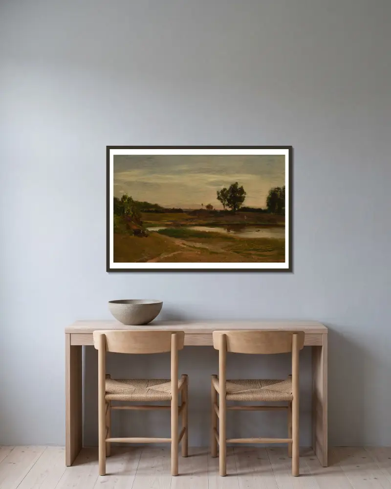 Der Teich von Optevoz von Charles François Daubigny gerahmt an einer Wand
