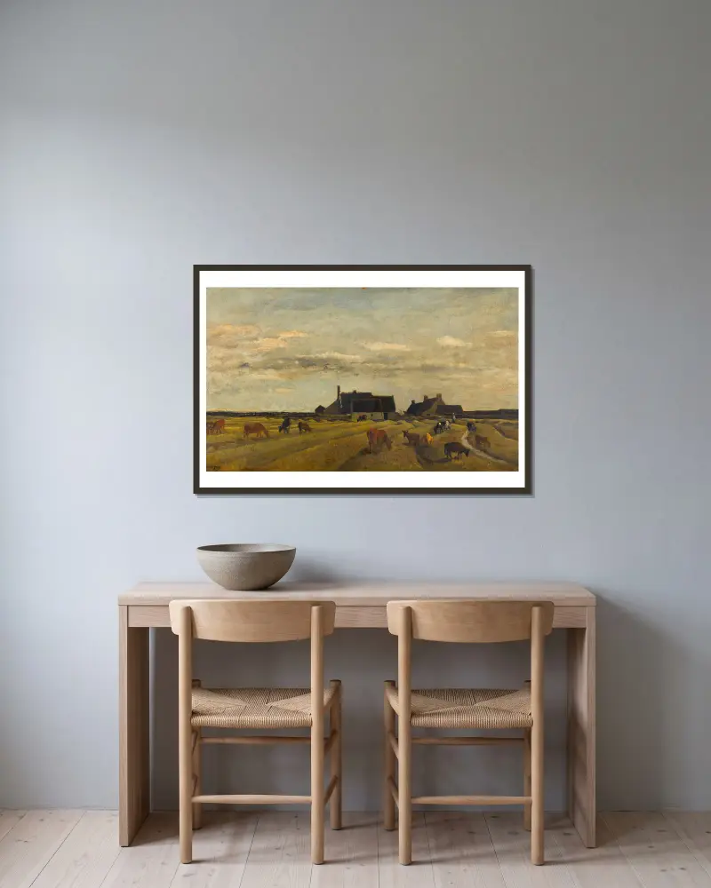 Farm at Kerity, Brittany av Charles François Daubigny inramad på en vägg