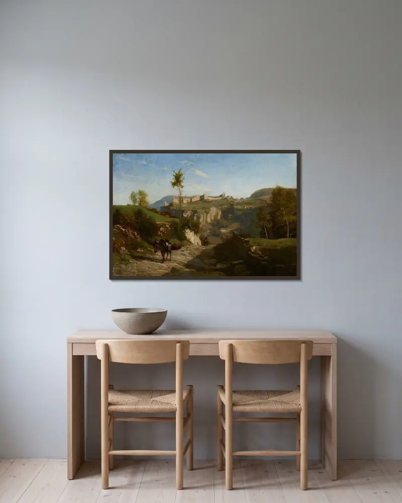 Landschaft bei Crémieu von Charles François Daubigny gerahmt an einer Wand