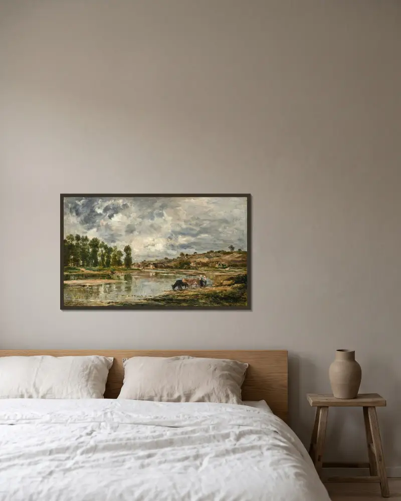 Loires stränder nära Nantes av Charles François Daubigny inramad på en vägg