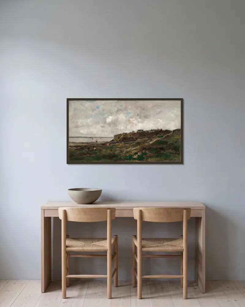 Lågvatten vid Villerville av Charles François Daubigny inramad på en vägg