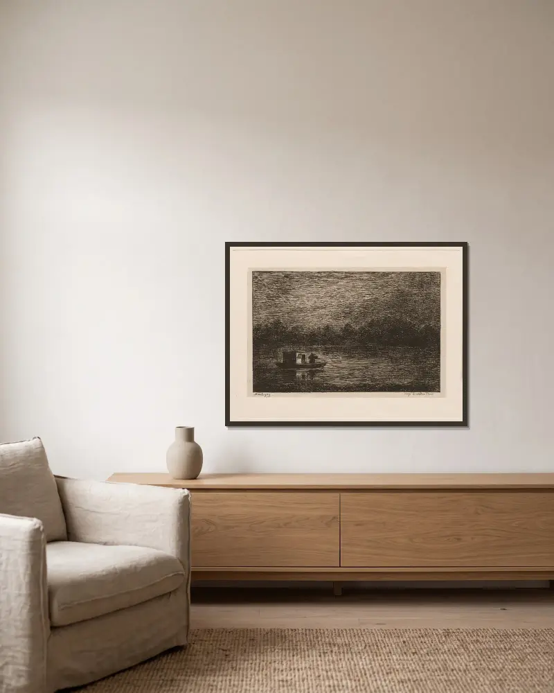 Nachtfahrt oder Netzfischen von Charles François Daubigny gerahmt an einer Wand