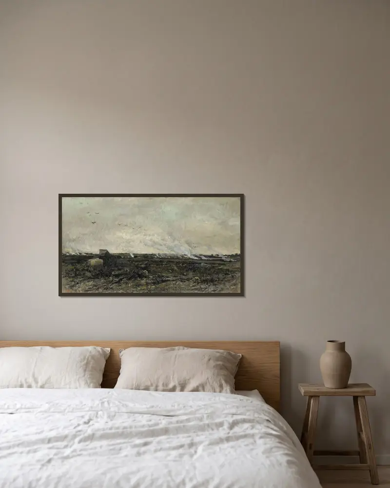 Oktober av Charles François Daubigny inramad på en vägg