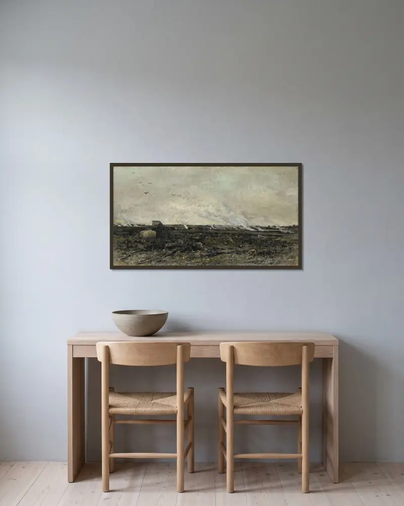 Oktober av Charles François Daubigny inramad på en vägg