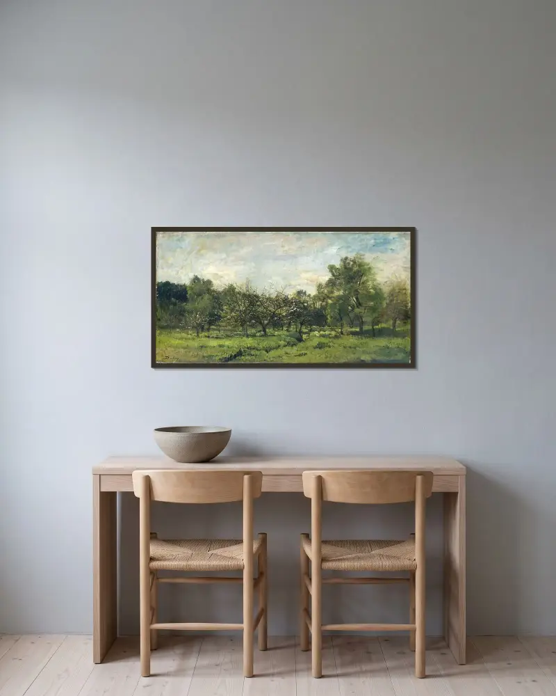 Obstgarten von Charles François Daubigny gerahmt an einer Wand