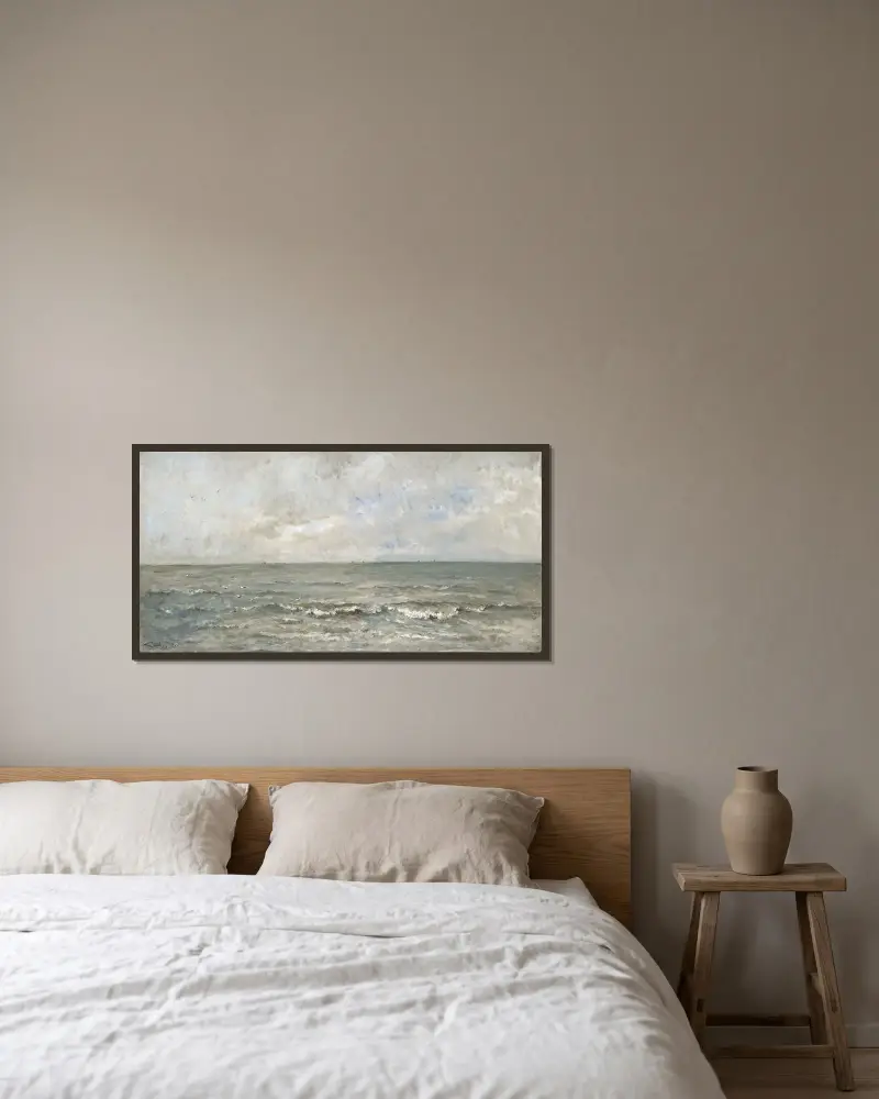 Marin (eller Sjölandskap) av Charles François Daubigny inramad på en vägg