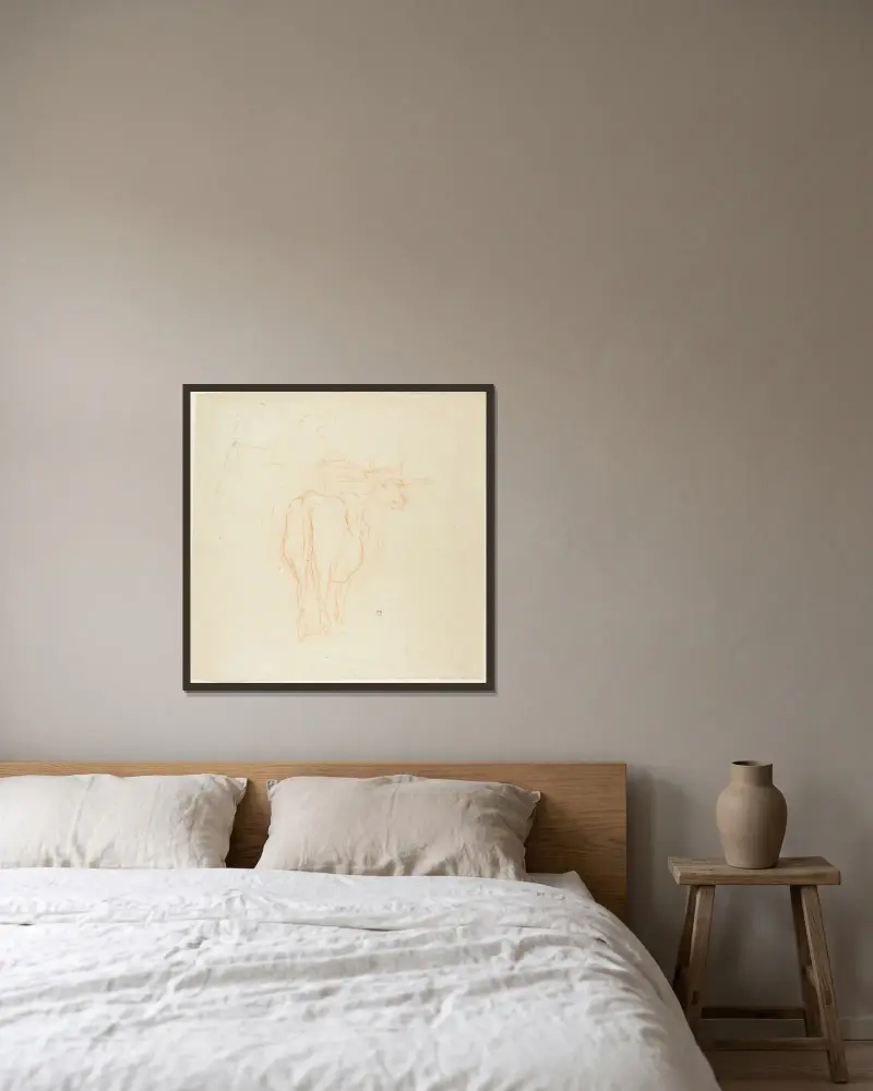 Stehendes Vieh von Charles François Daubigny gerahmt an einer Wand