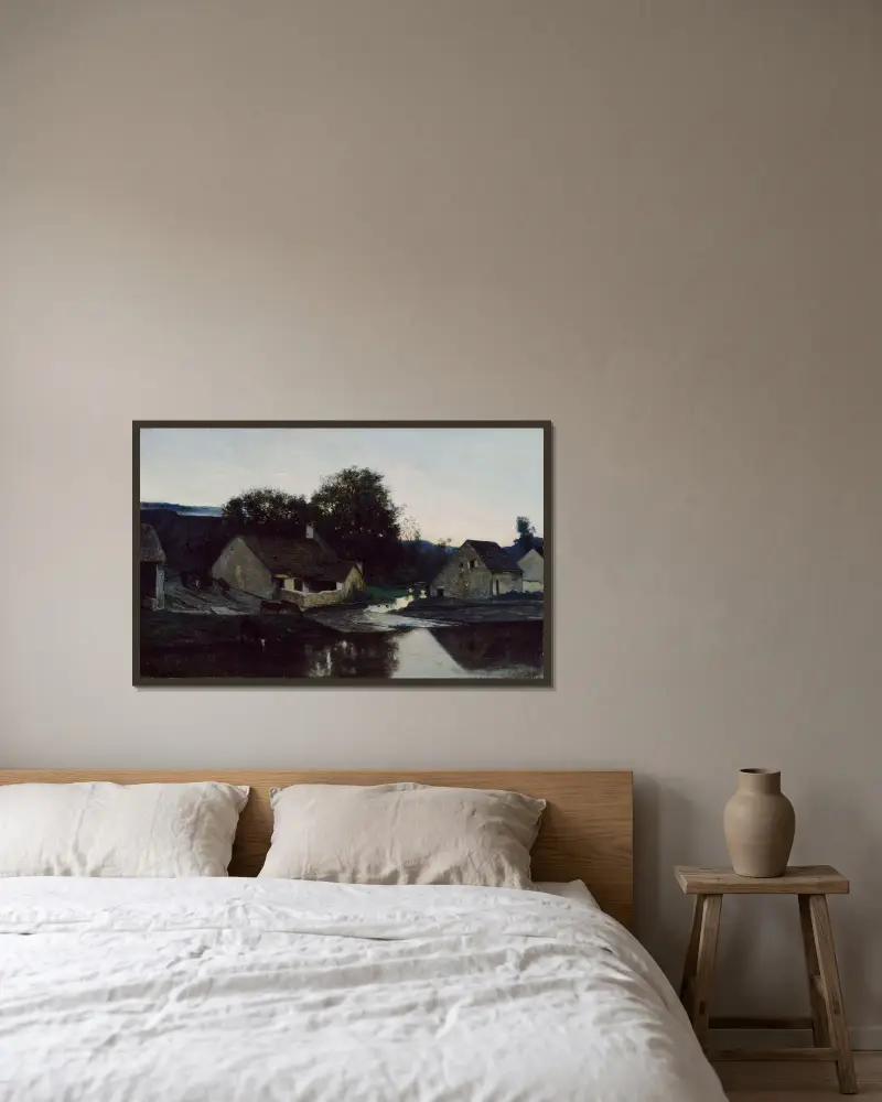 Optevoz by av Charles François Daubigny inramad på en vägg