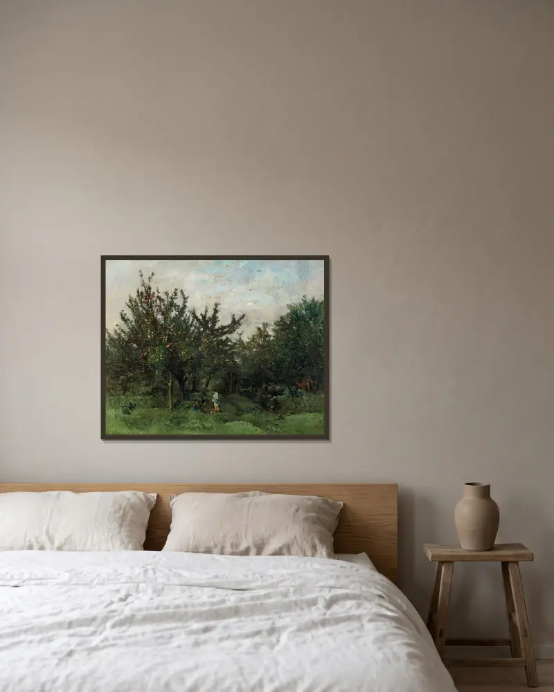 Ein Obstgarten von Charles François Daubigny gerahmt an einer Wand