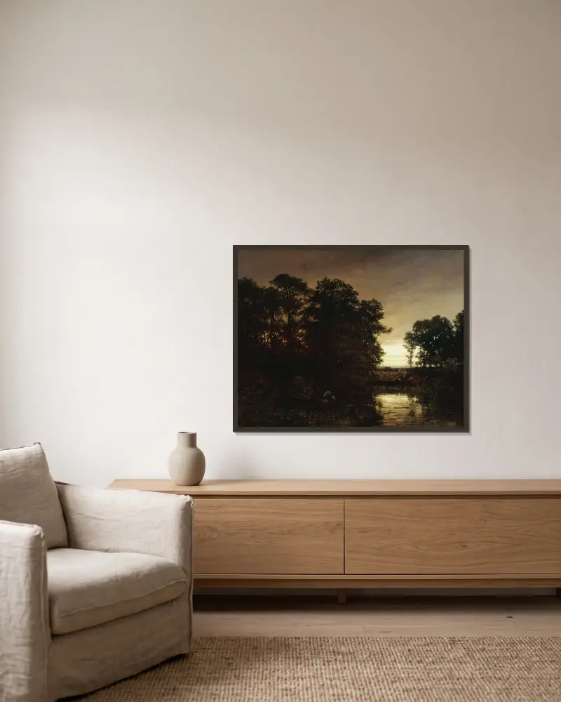 Uferlandschaft von Charles François Daubigny gerahmt an einer Wand