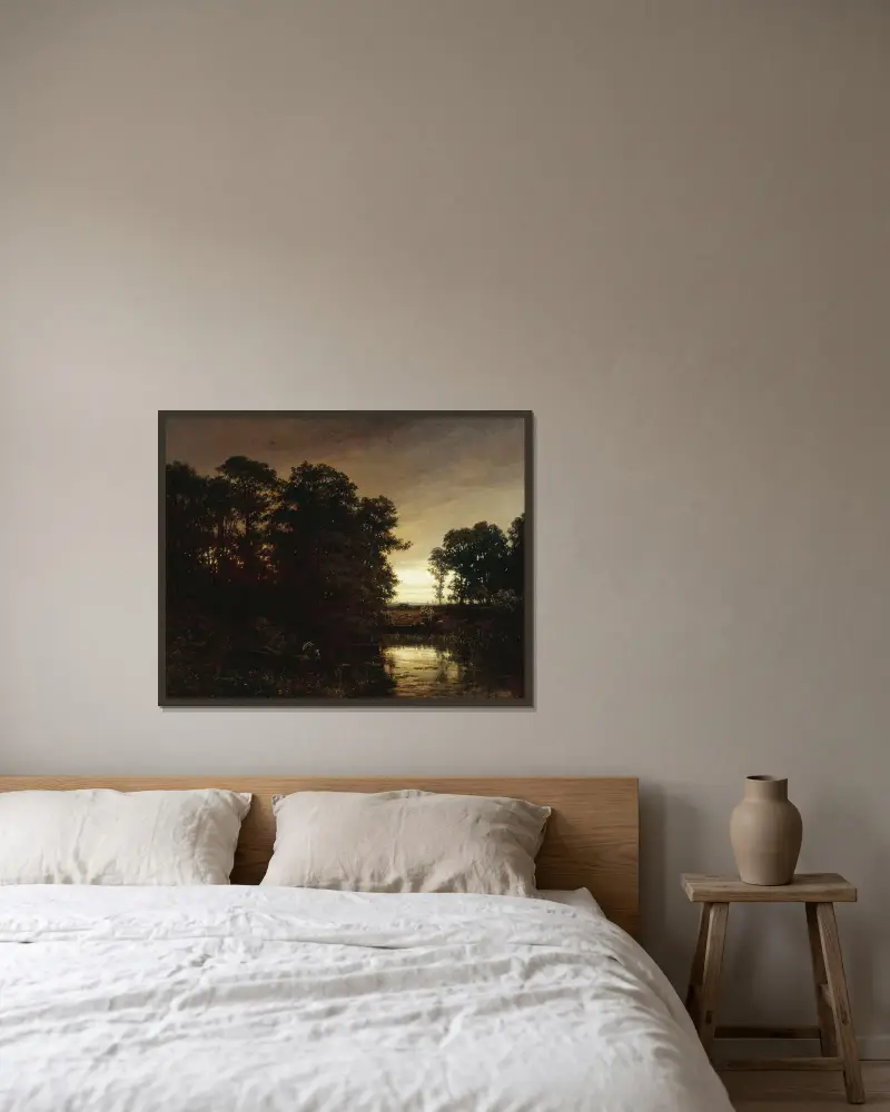 Uferlandschaft von Charles François Daubigny gerahmt an einer Wand