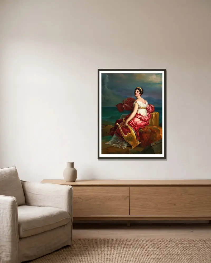 Corinne am Kap Misenum von François Gérard gerahmt an einer Wand