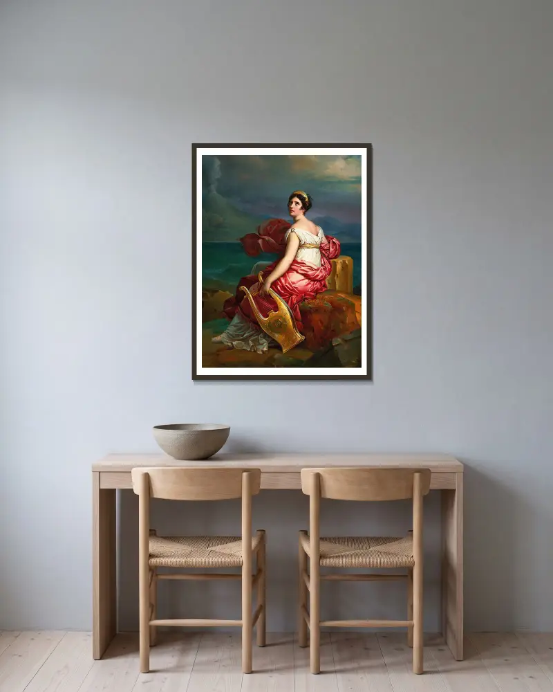 Corinne am Kap Misenum von François Gérard gerahmt an einer Wand