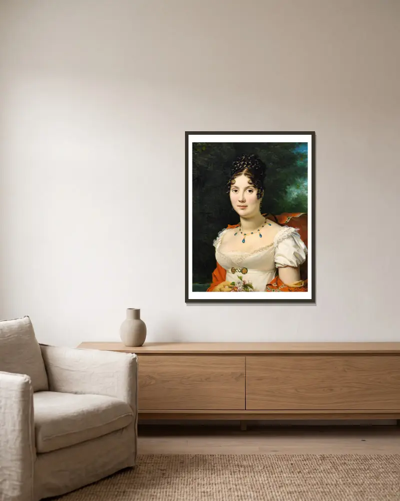 Portrait of a Young Lady av François Gérard inramad på en vägg
