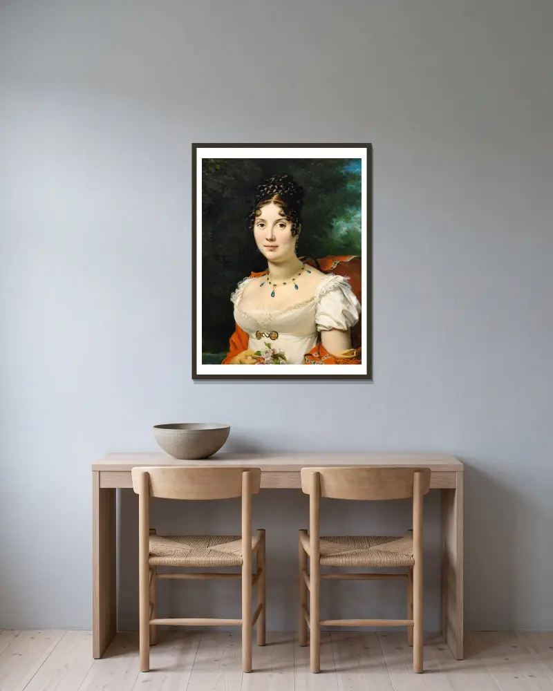 Portrait of a Young Lady av François Gérard inramad på en vägg
