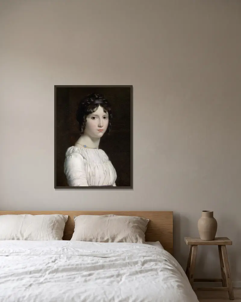 Porträtt av Alexandrine Émilie Brongniart av François Gérard inramad på en vägg