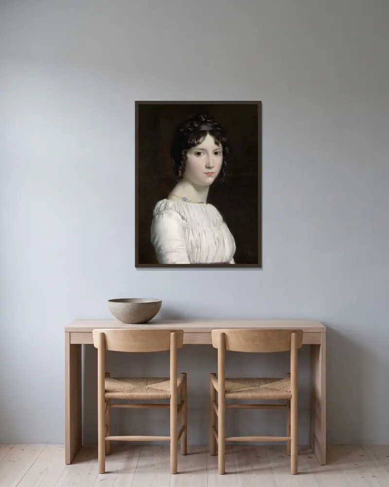 Porträtt av Alexandrine Émilie Brongniart av François Gérard inramad på en vägg
