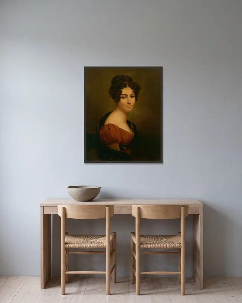 Porträtt av grevinnan Julie Hugo, född Montferrier av François Gérard inramad på en vägg