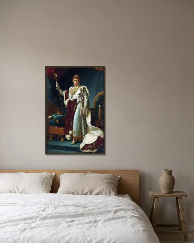 Portrait of Emperor Napoleon I av François Gérard inramad på en vägg