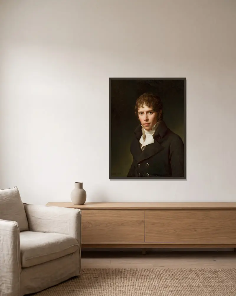 Portrait of Stanisław Mniszek av François Gérard inramad på en vägg