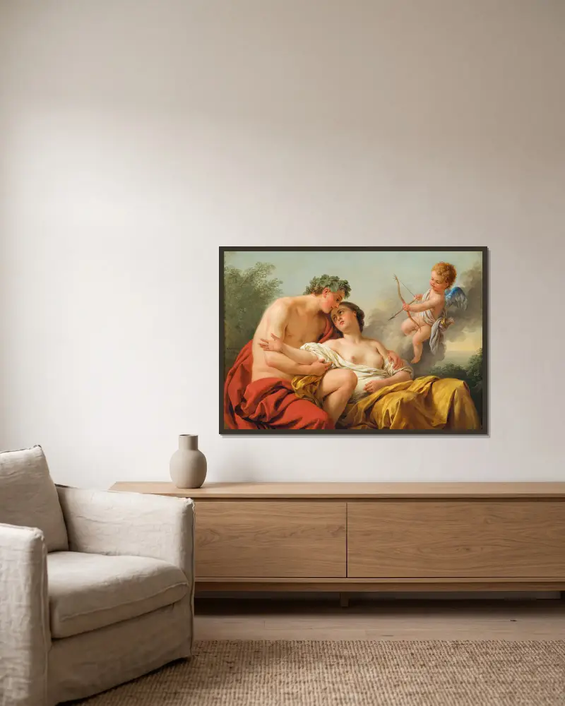 Bacchus and Ariadne av Louis-Jean-François Lagrenée inramad på en vägg