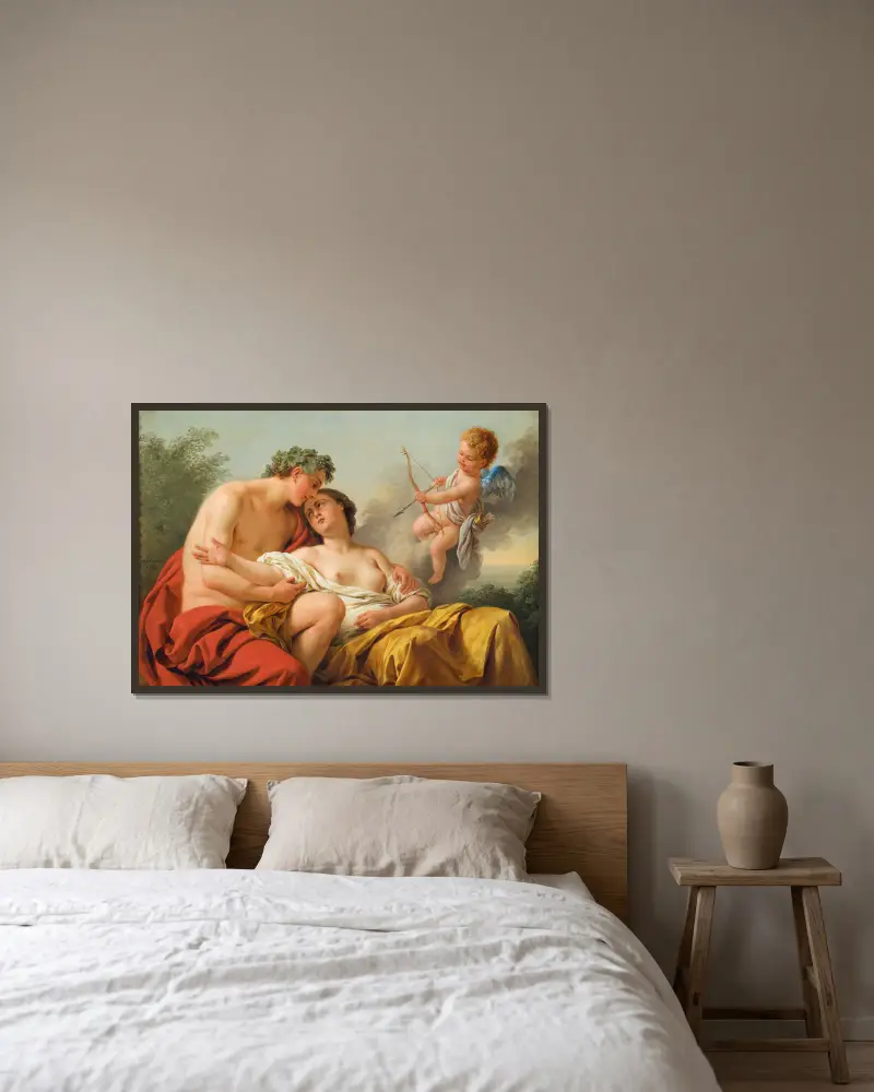 Bacchus and Ariadne av Louis-Jean-François Lagrenée inramad på en vägg