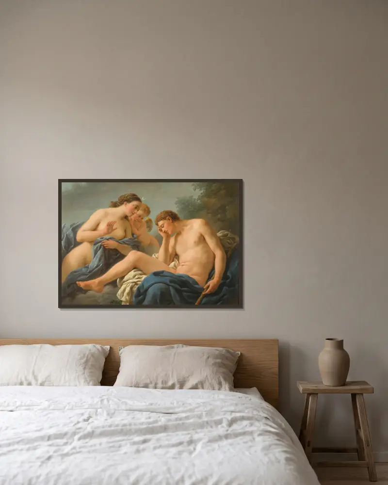 Diana and Endymion av Louis-Jean-François Lagrenée inramad på en vägg