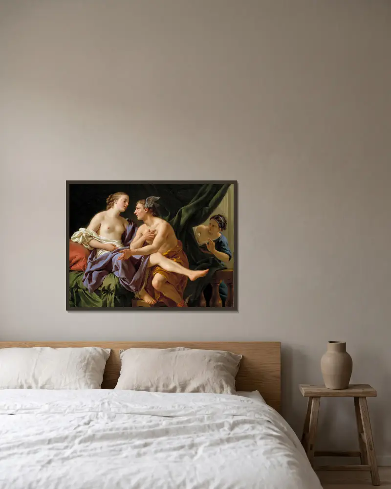 Mercury, Herse and Aglaura av Louis-Jean-François Lagrenée inramad på en vägg