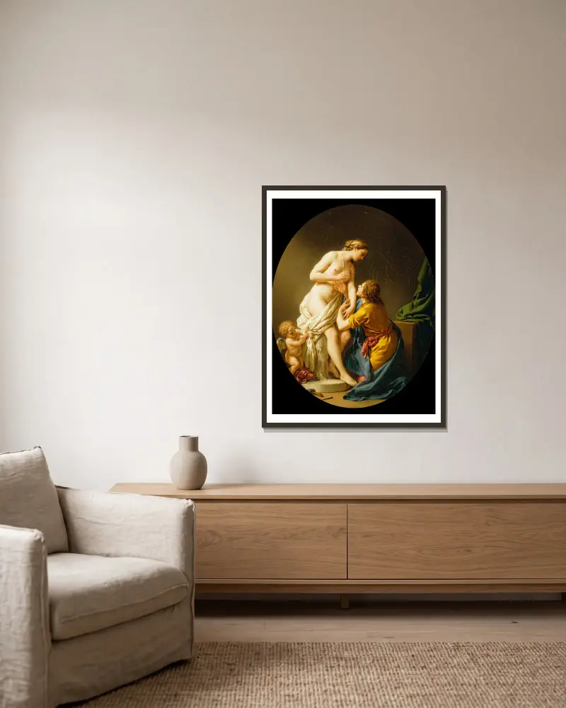 Pygmalion and Galatea av Louis-Jean-François Lagrenée inramad på en vägg