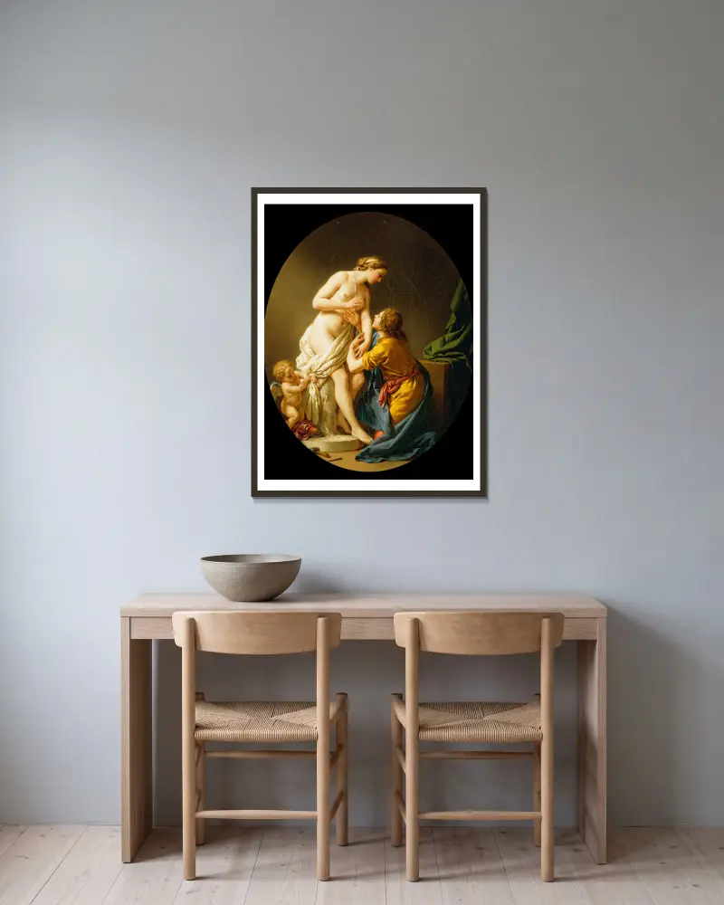 Pygmalion and Galatea av Louis-Jean-François Lagrenée inramad på en vägg