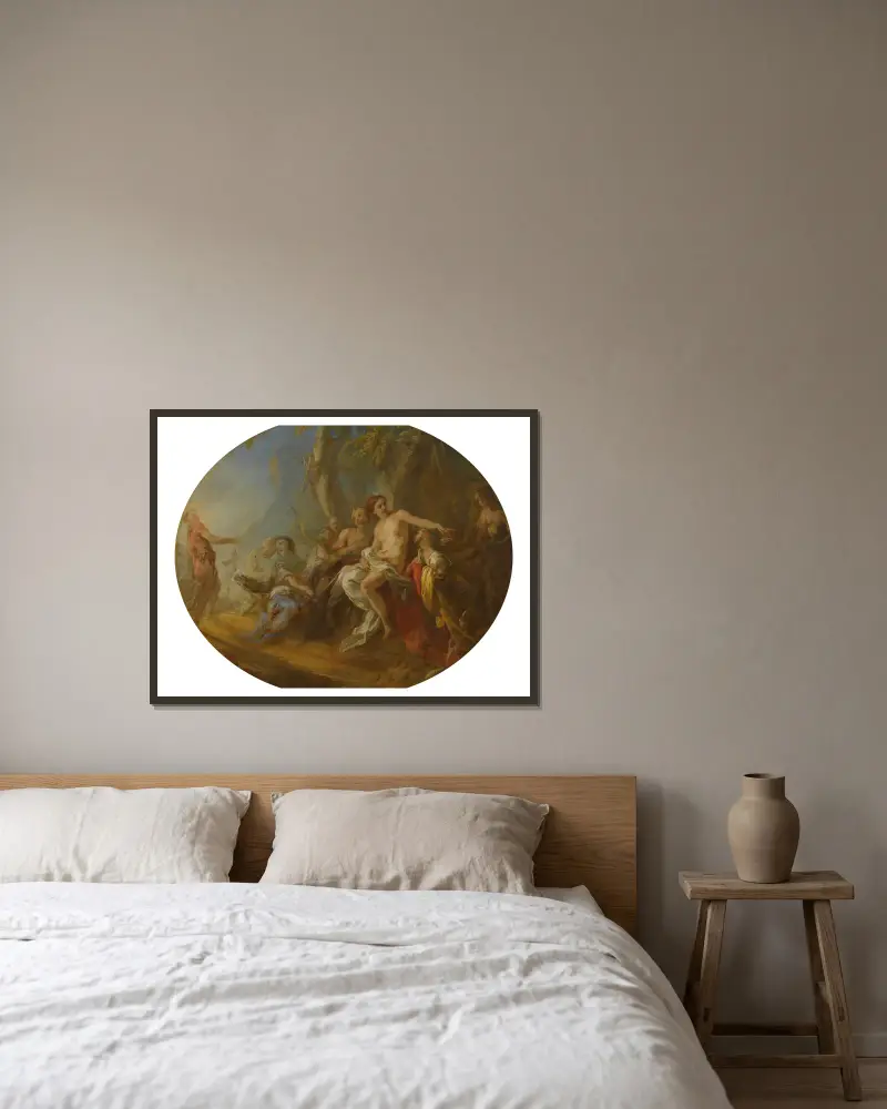 Diana And Actaeon av François Lemoyne inramad på en vägg