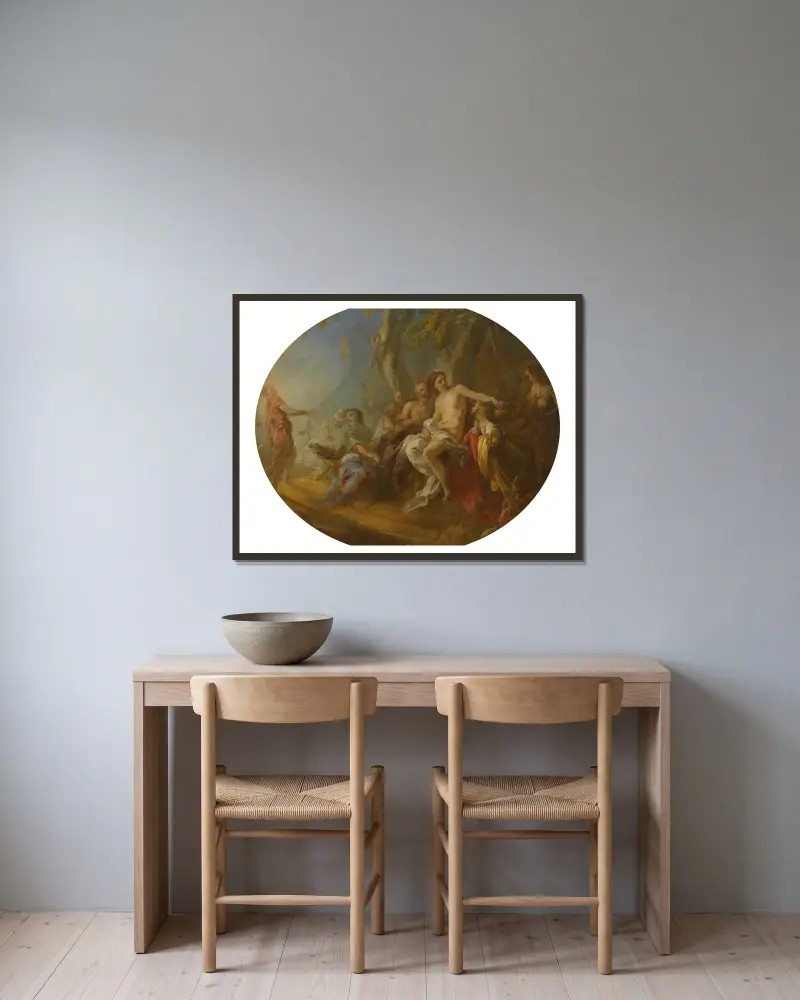 Diana And Actaeon av François Lemoyne inramad på en vägg