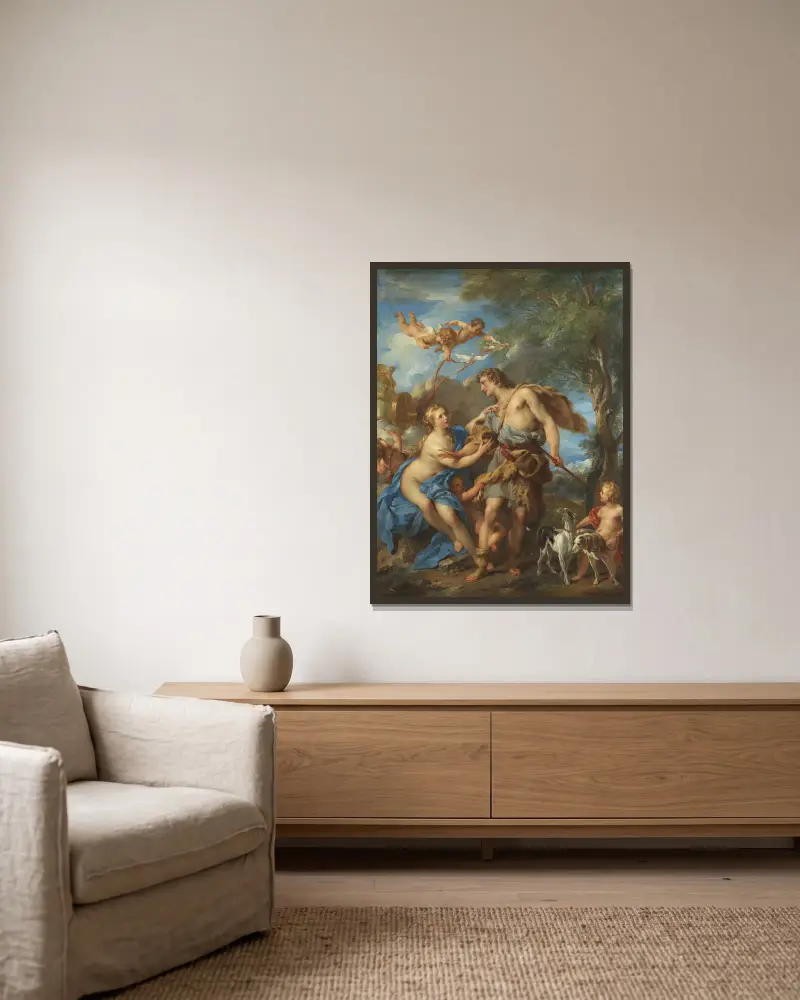 Venus und Adonis von François Lemoyne gerahmt an einer Wand