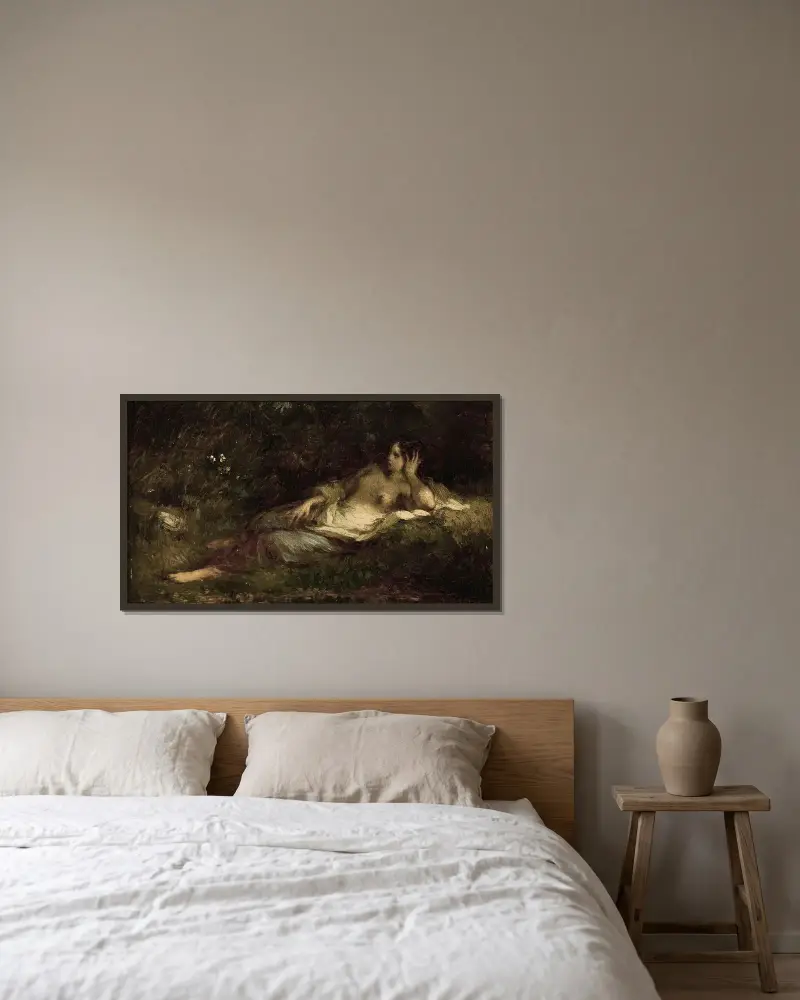 W spoczynku, Jean-François Millet w ramie na ścianie