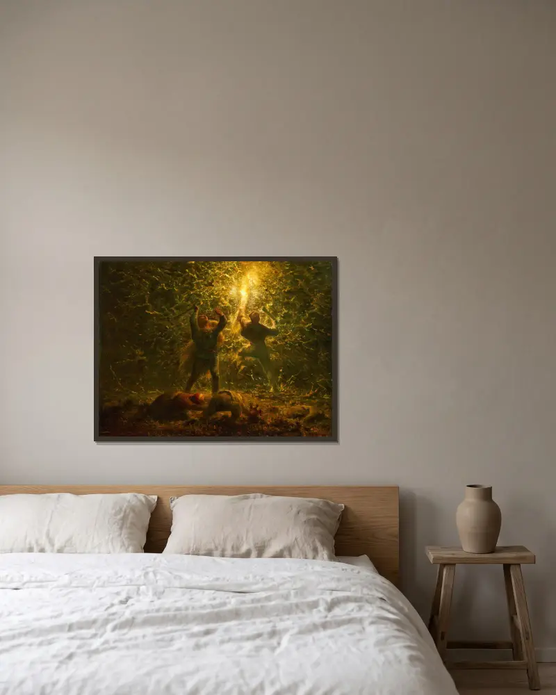 Hledači ptačích hnízd, Jean-François Millet v rámu na stěně