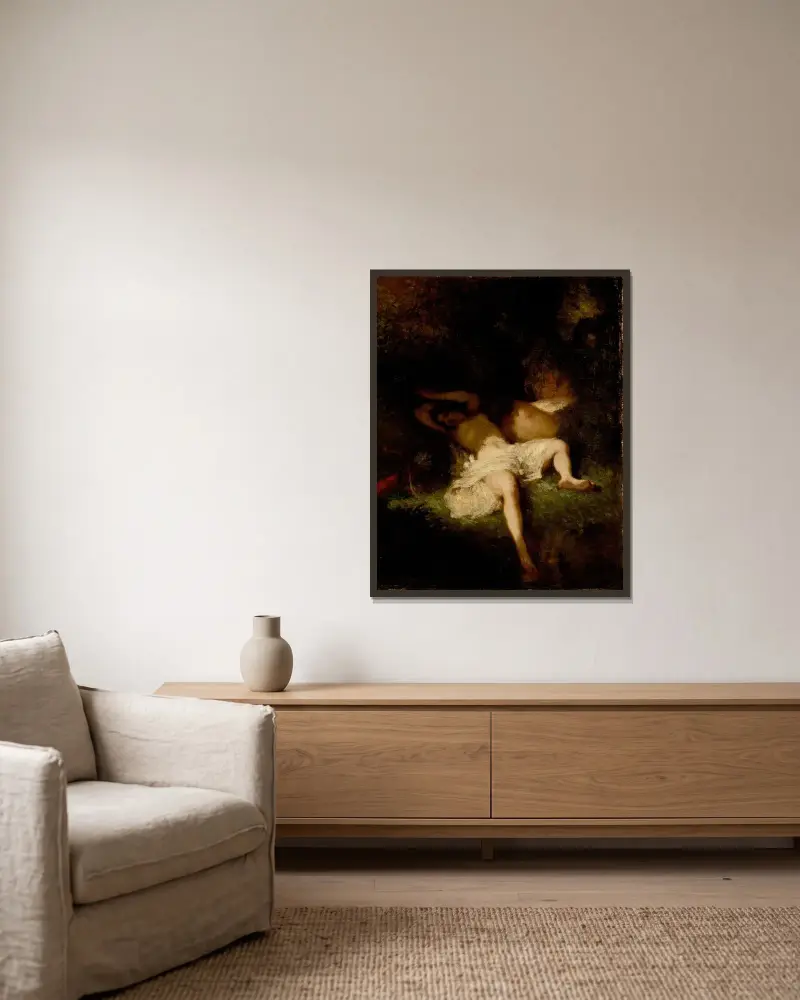 Diana odpočívající, Jean-François Millet v rámu na stěně