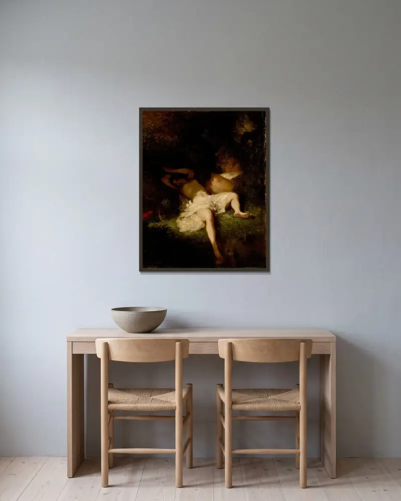 Diana odpočívající, Jean-François Millet v rámu na stěně